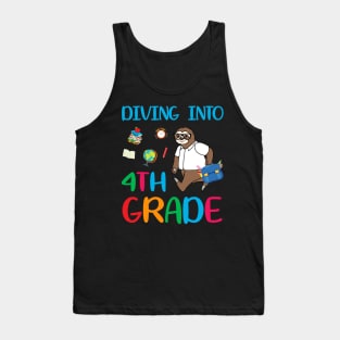 Diving Into 4th Grade Dabbing Sloth Back To School Tank Top